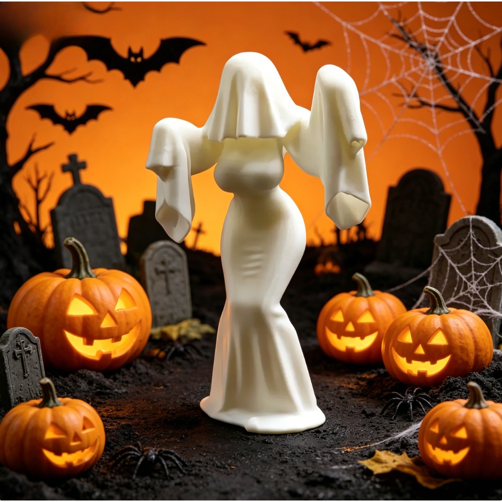3D Printing Ghosting - 3D Printed Female Ghost Figurine Spooky