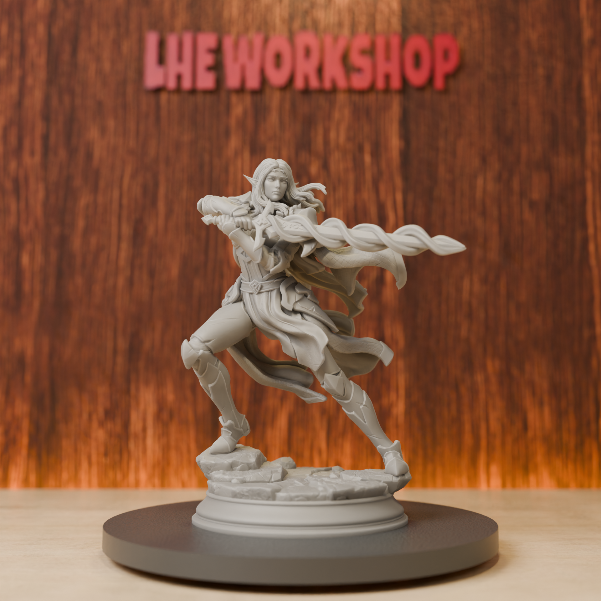 3D Printing Ultem - Female Elf Eldritch Knight Miniatures |