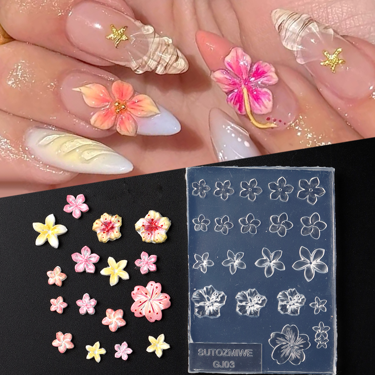 3D Printing Template - Hibiscus Island Flower Silicone Nail Art