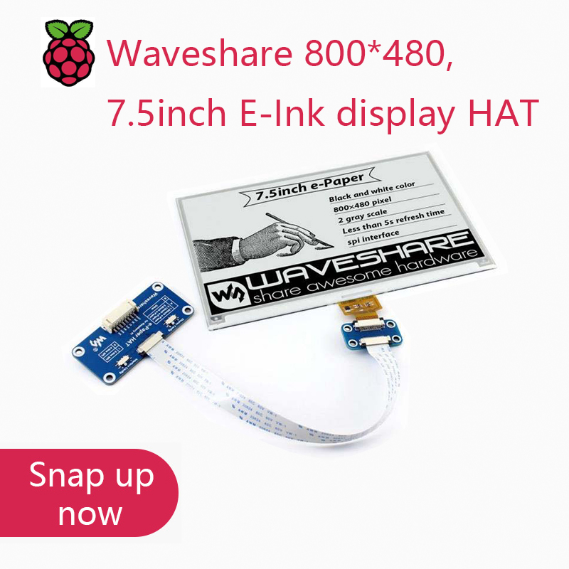 Raspberry Pi 3D Print - Waveshare 800*480,7.5inch E-Ink display HAT for