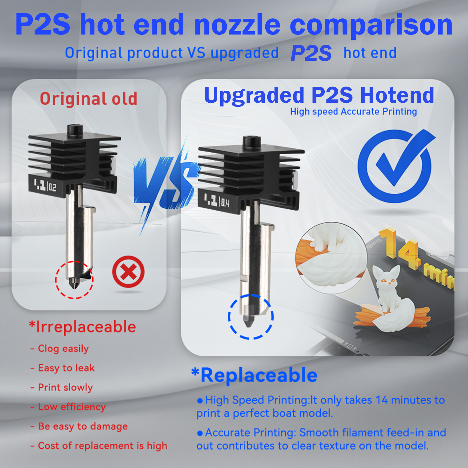 For Bambu Lab P2S H2C Upgraded - Nozzle 0.4Mm Hardened reseña y precio