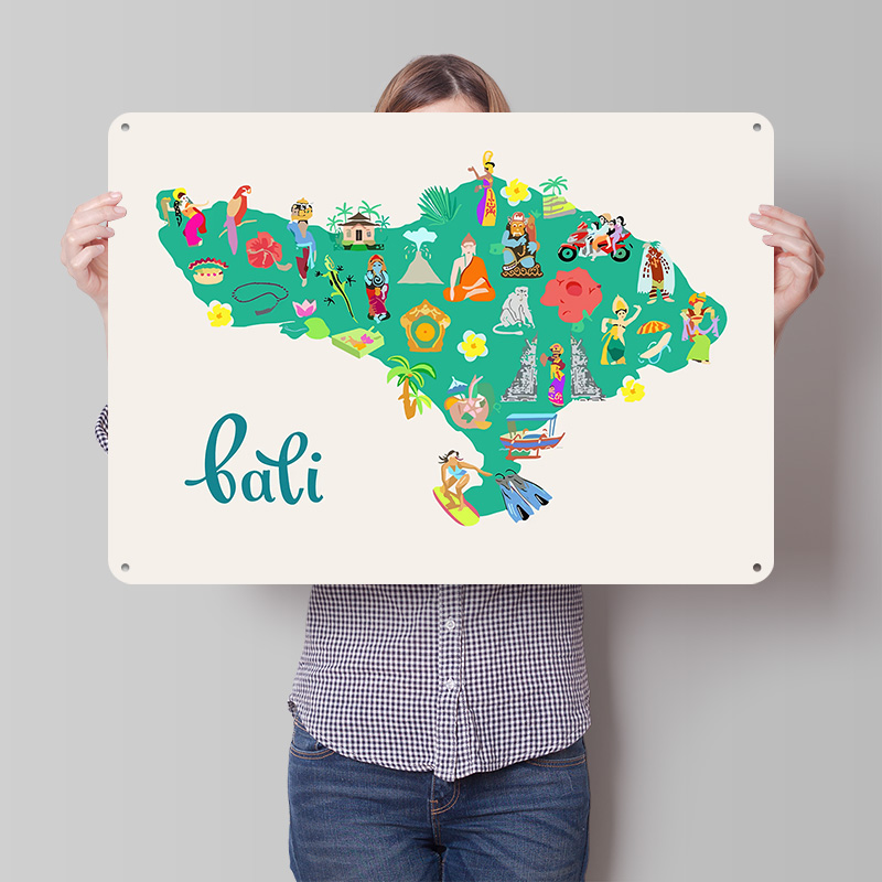 Bali Map Illustration Poster R - 3D Printing Bali reseña y precio
