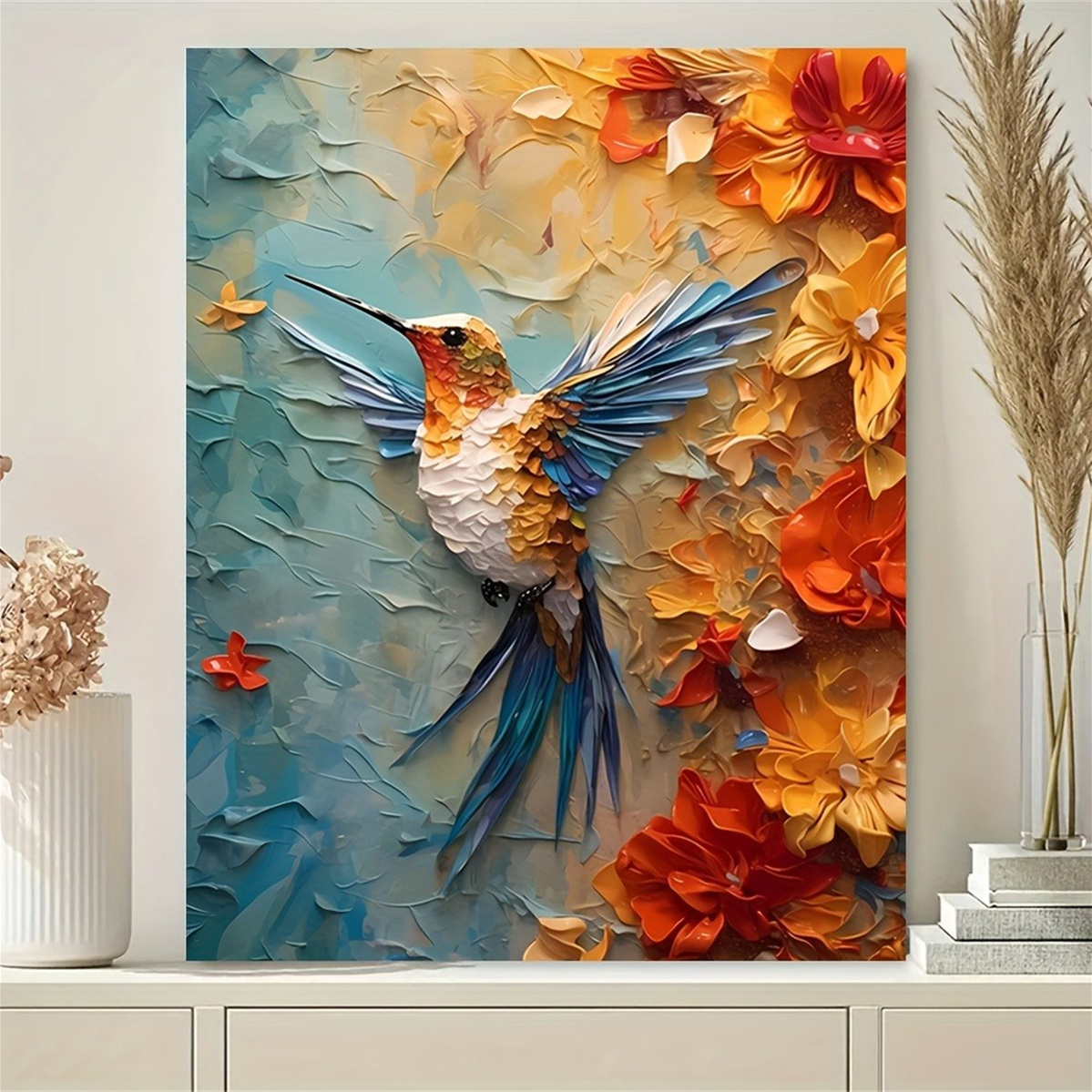 Vibrant Hummingbird & Floral 3 - 3D Printing Wall reseña y precio