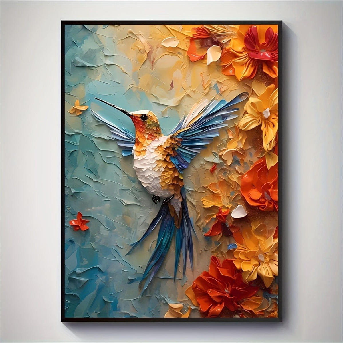 Vibrant Hummingbird & Floral 3 - 3D Printing Wall reseña y precio