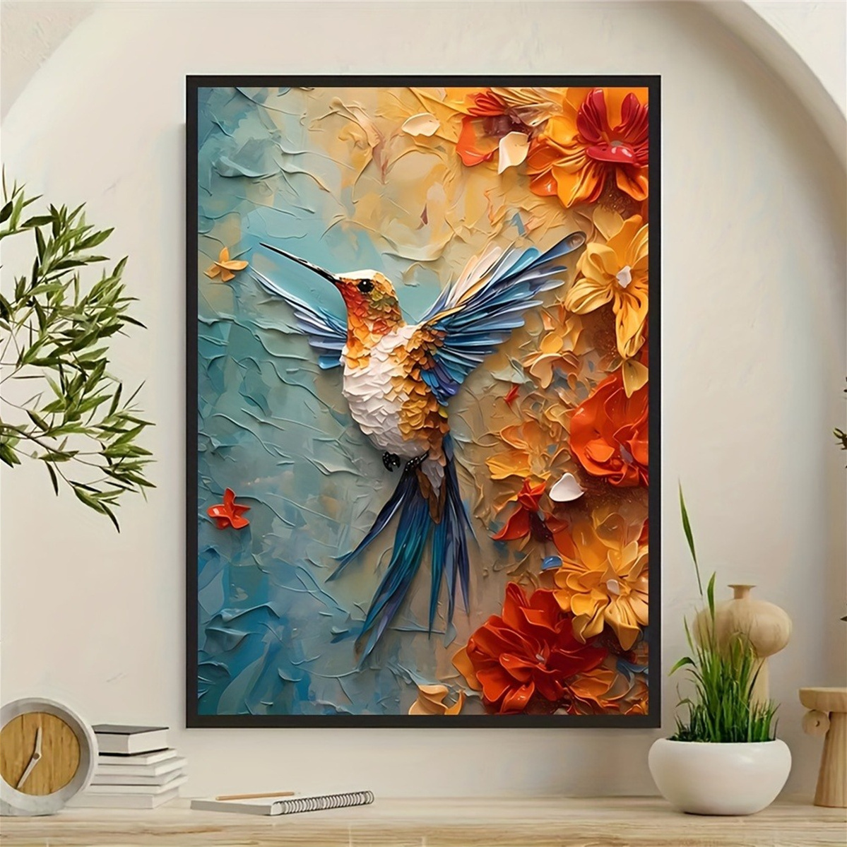 Vibrant Hummingbird & Floral 3 - 3D Printing Wall reseña y precio