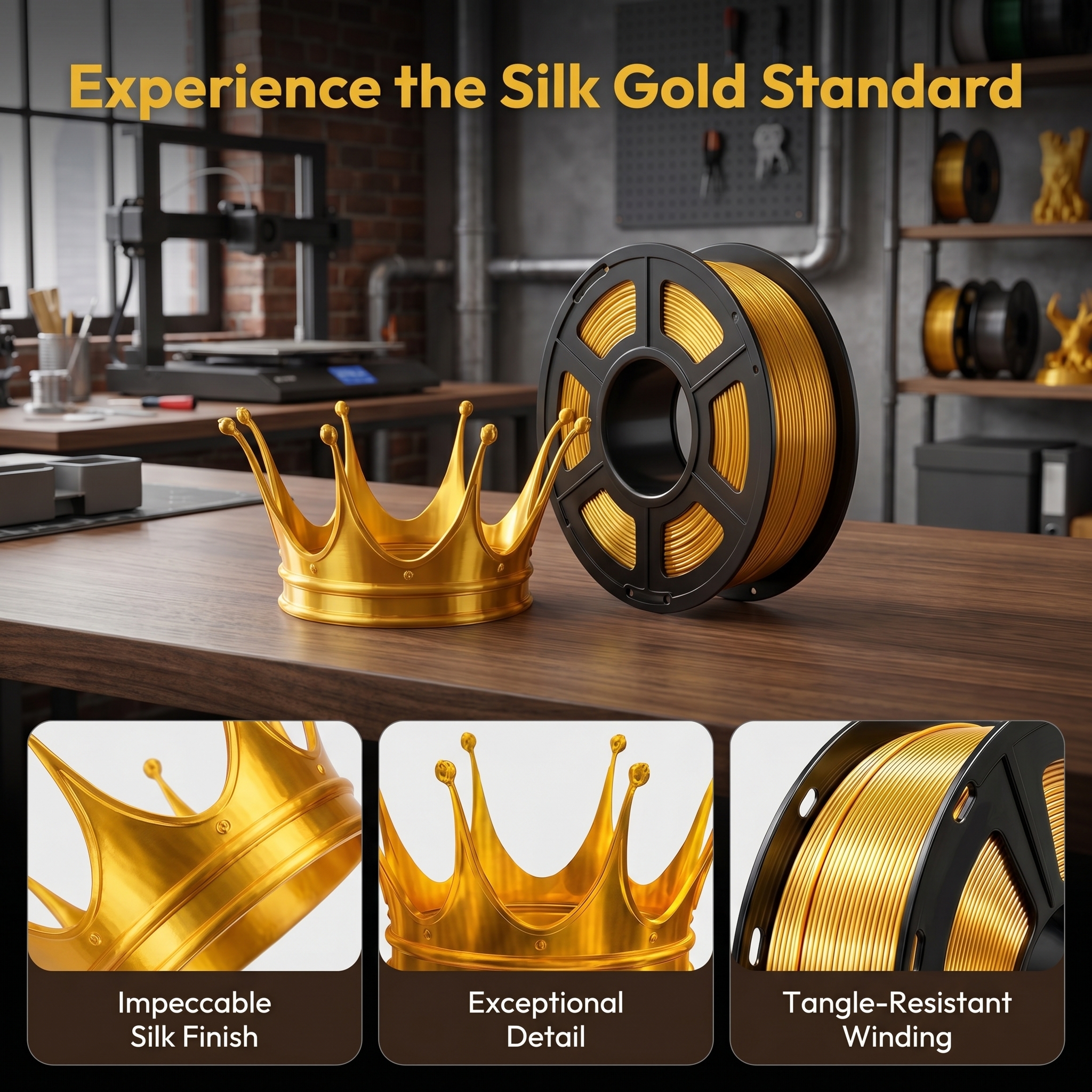 250g,500g,1kg PLA Silk Gold 1. - 3D Printing Gold reseña y precio