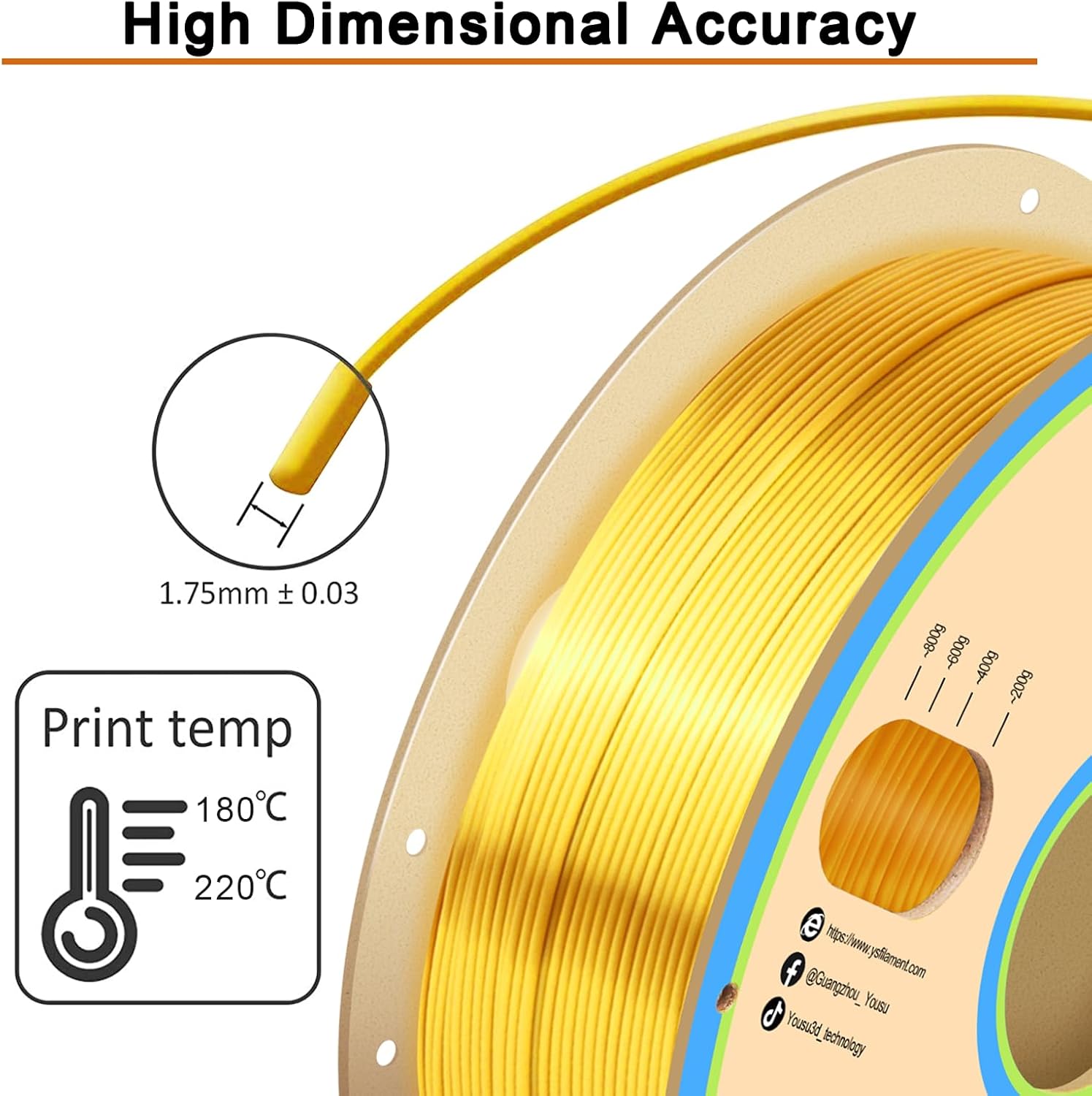 Silk PLA Filament 1.75 mm 3D P - 3D Printing Gold reseña y precio