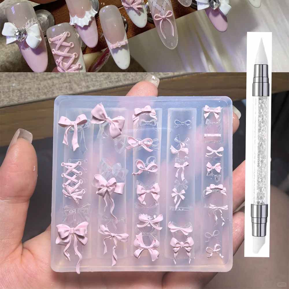 1Pcs 3D Bowknot Silicone Nail  - 3D Printing Template reseña y precio