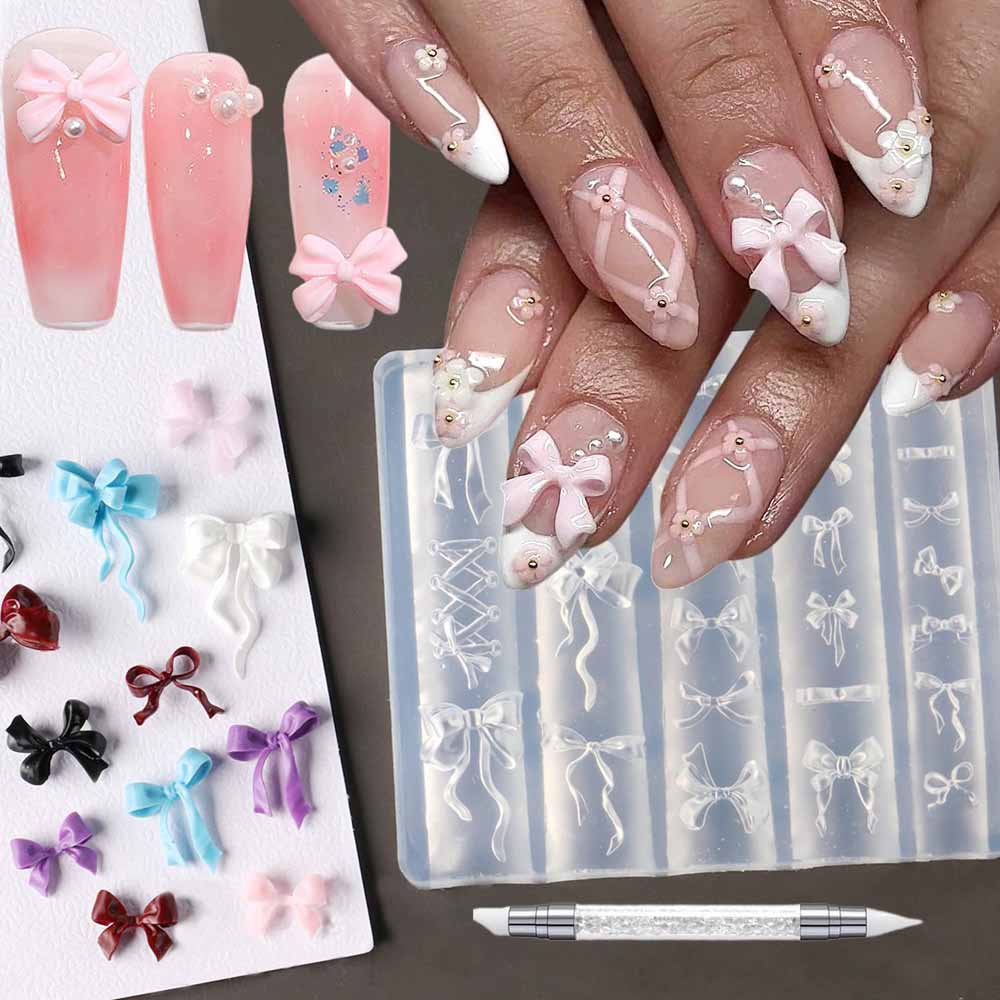 1Pcs 3D Bowknot Silicone Nail  - 3D Printing Template reseña y precio