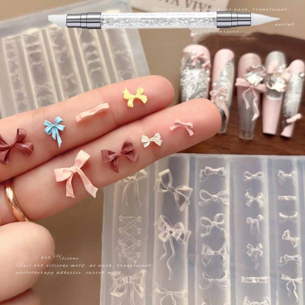 1Pcs 3D Bowknot Silicone Nail  - 3D Printing Template reseña y precio