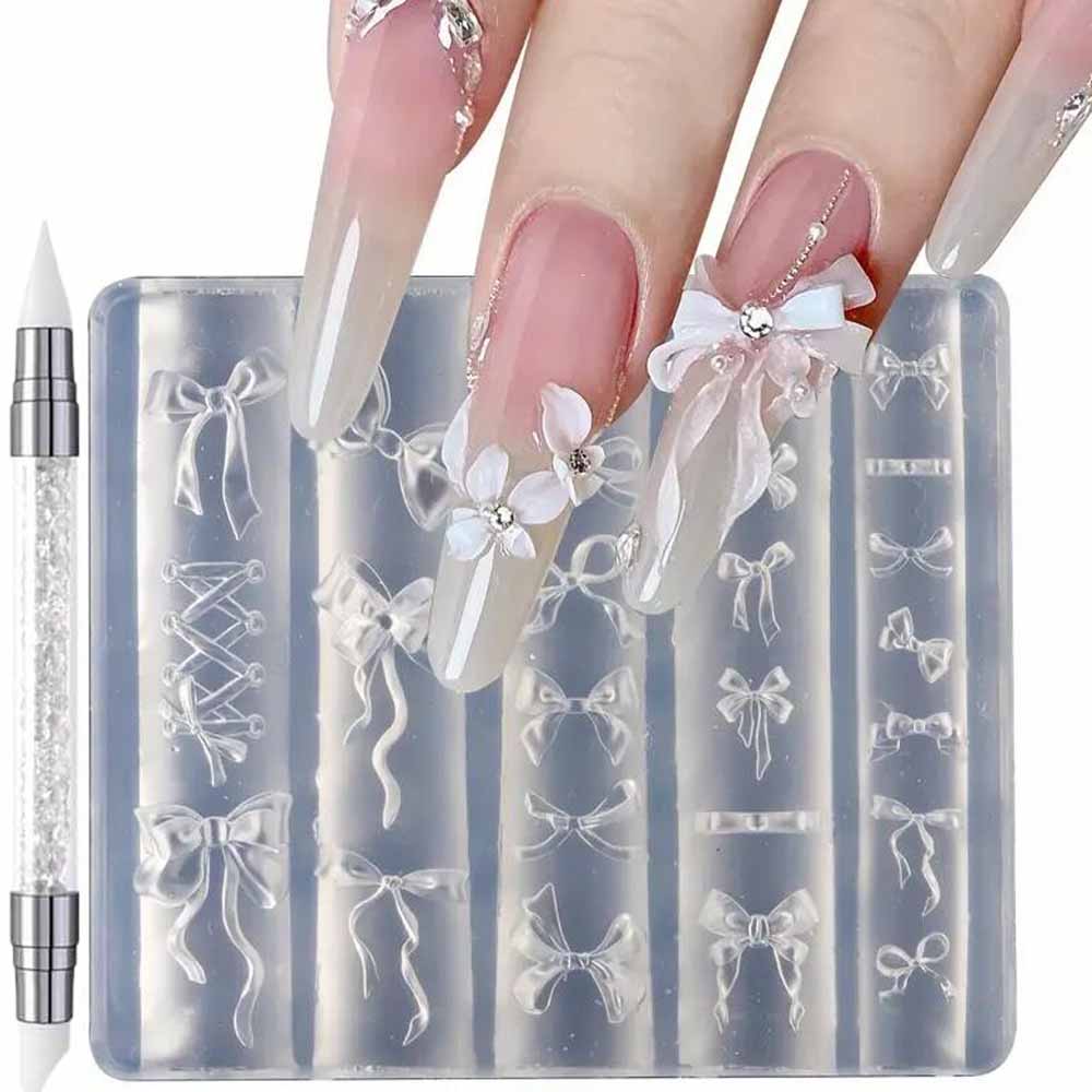 1Pcs 3D Bowknot Silicone Nail  - 3D Printing Template reseña y precio