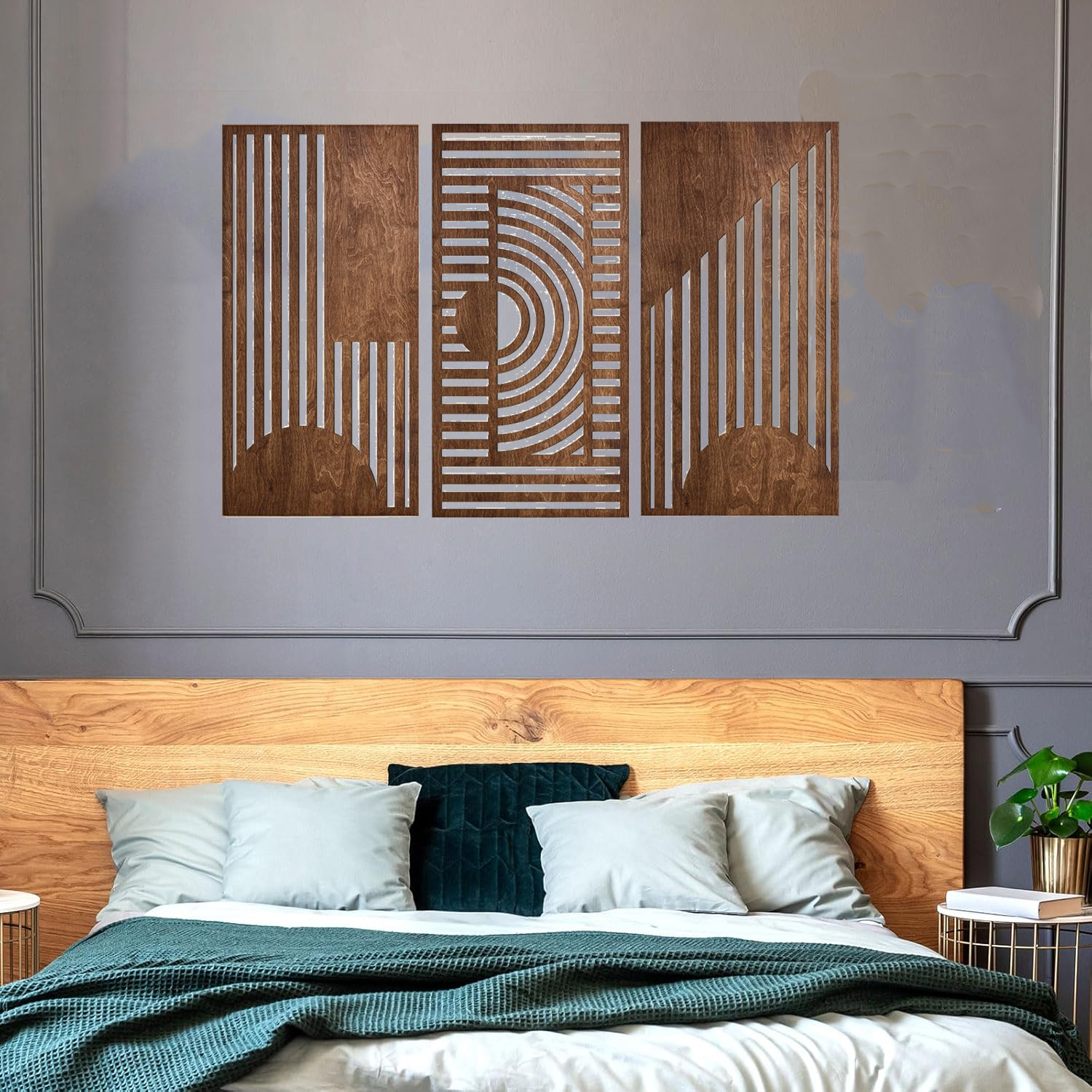 3 Pcs Geometric Wood Wall Art  - 3D Printing Wall reseña y precio