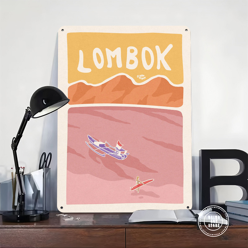 Bali Lombok Surf Poster Retro  - 3D Printing Bali reseña y precio
