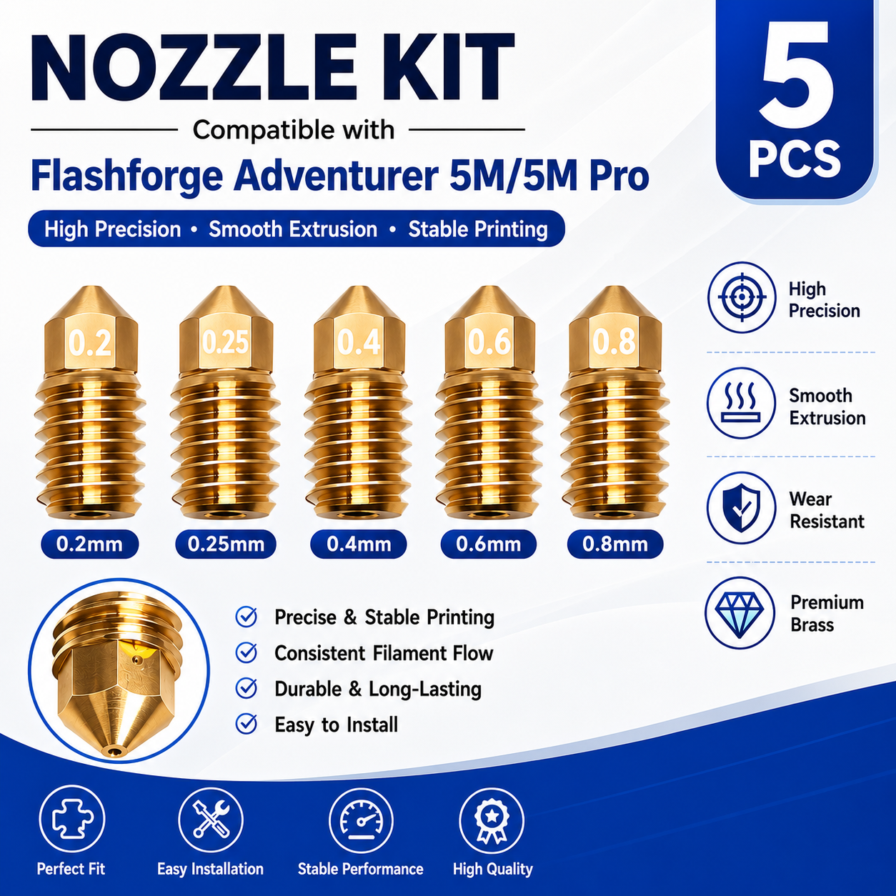 For Flashforge Adventurer 5M ( - Nozzle 0.4Mm Hardened reseña y precio