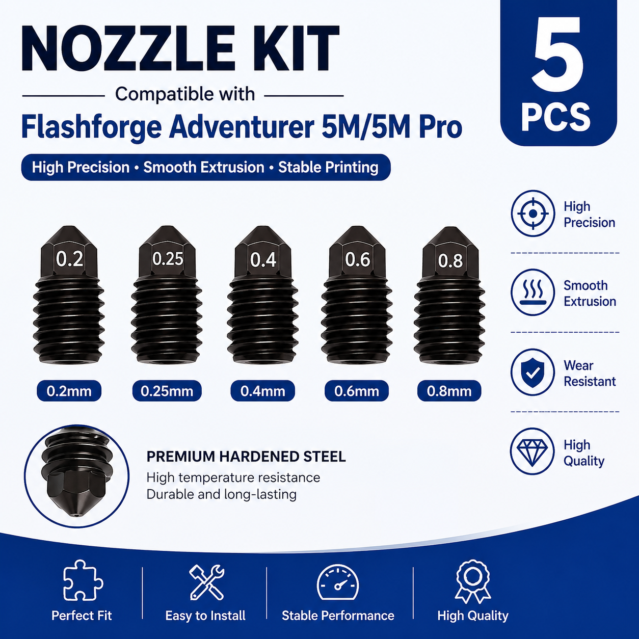 For Flashforge Adventurer 5M ( - Nozzle 0.4Mm Hardened reseña y precio