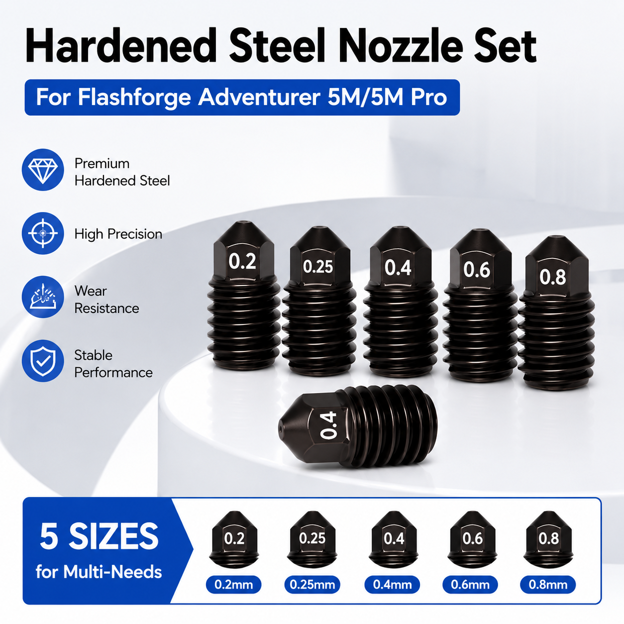 For Flashforge Adventurer 5M ( - Nozzle 0.4Mm Hardened reseña y precio